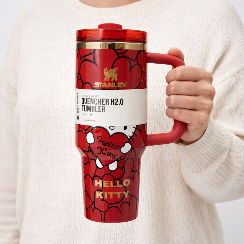 Stanley × Hello Kitty Sweet Hearts Glitter Tumbler [Limited Edition]
