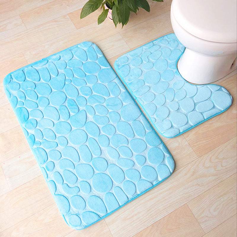 Embossed Stone Two-Piece Bathroom Floor Mat